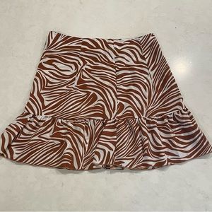 Small size white/brown zebra print mini skirt